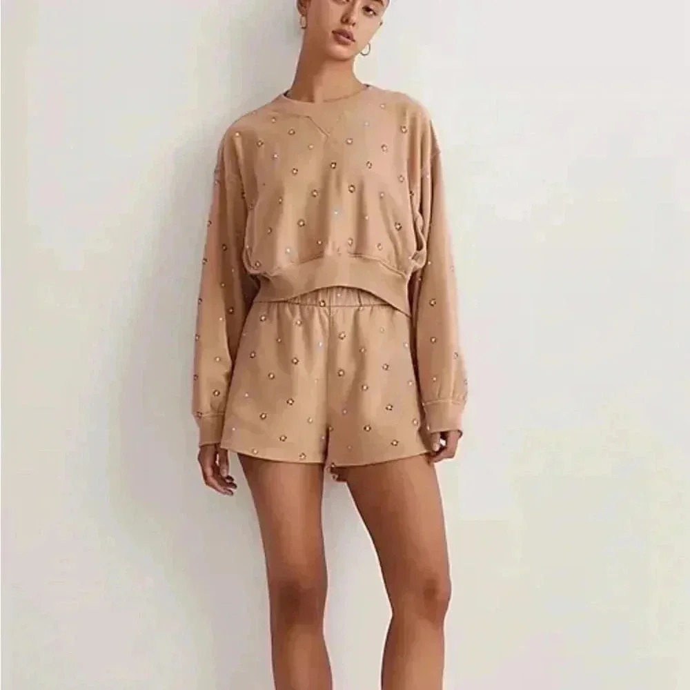 Madewell Daisy Terry Cropped Sweatshirt Floral